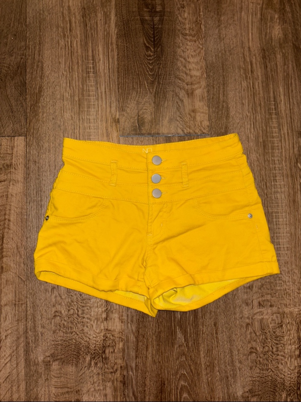 Yellow Mid-Waist Women's Shorts